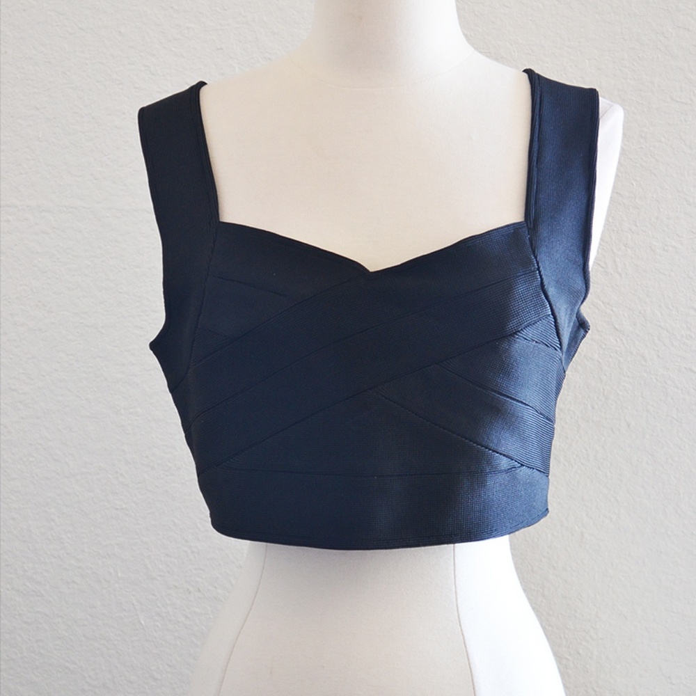 Black Bandeau Crop Top Size L